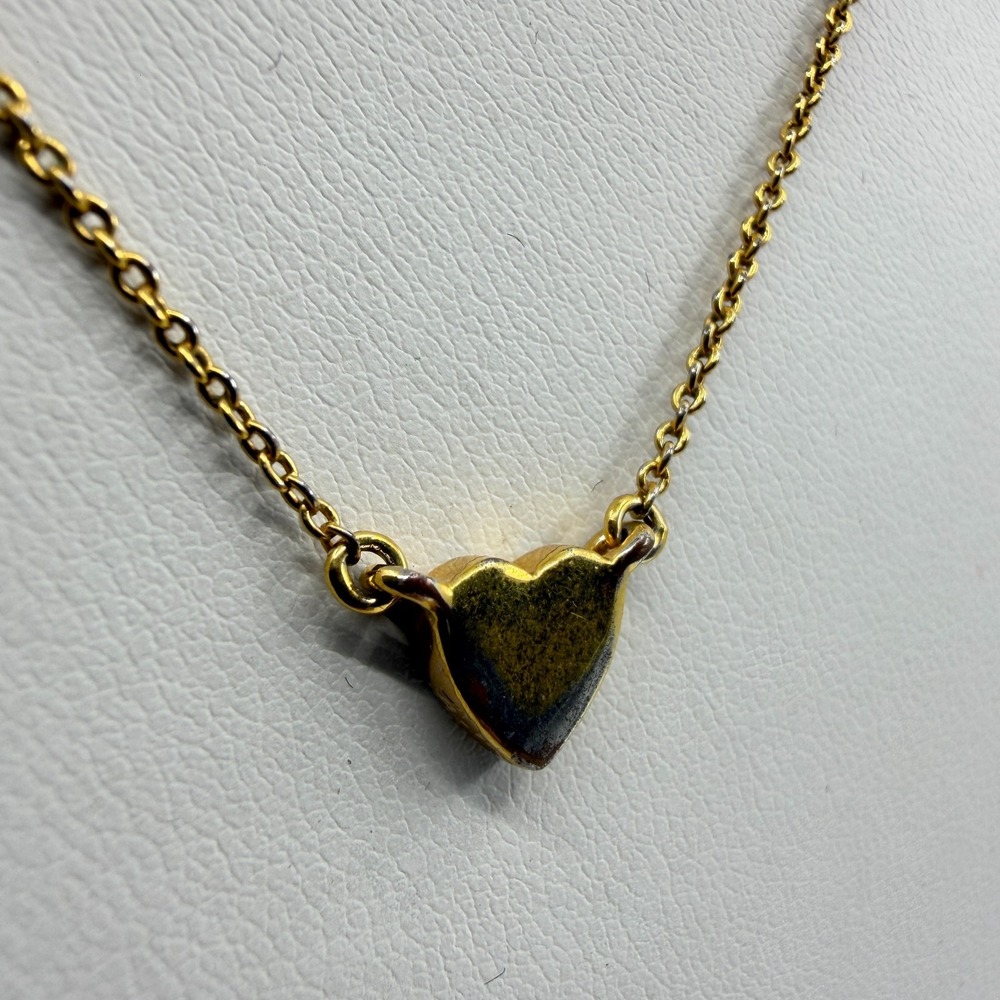 Dainty Gold Tone Heart Pendant Necklace Minimalist Delicate Layering Chain Gift